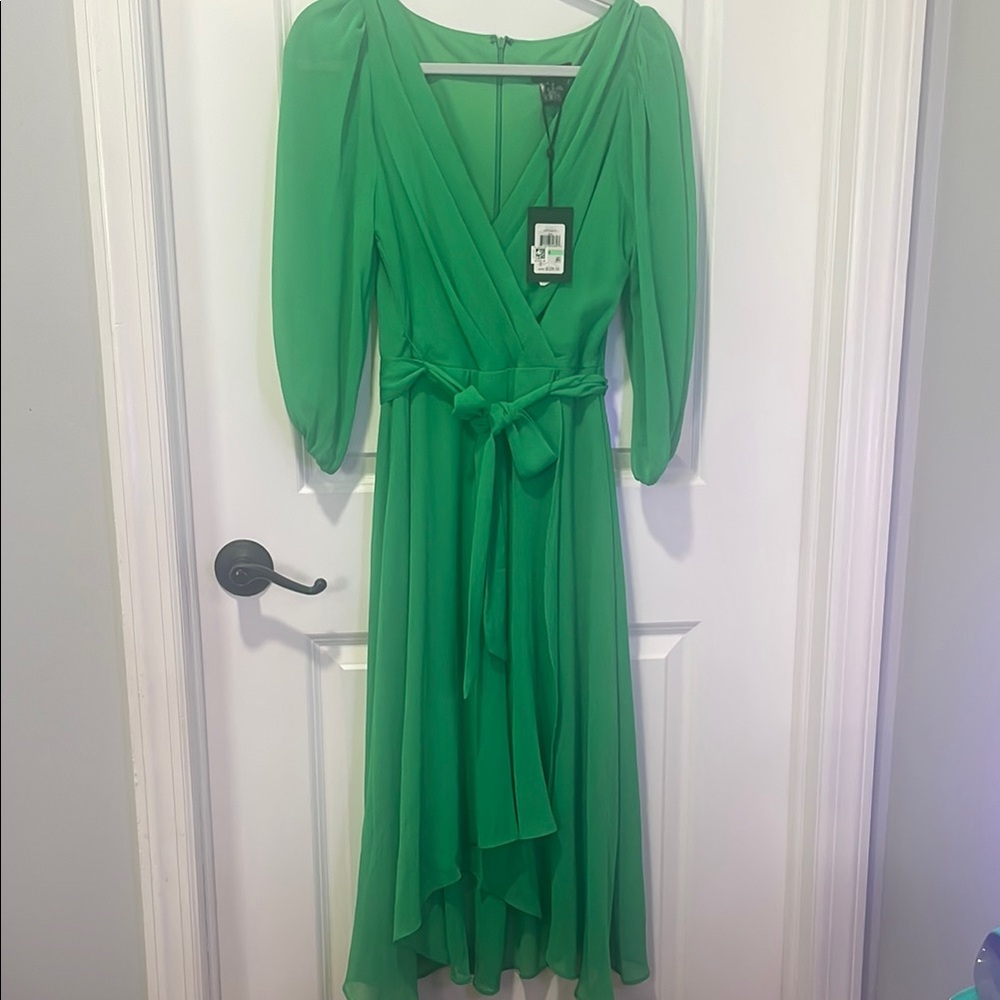 Elegant Green Wrap Dress